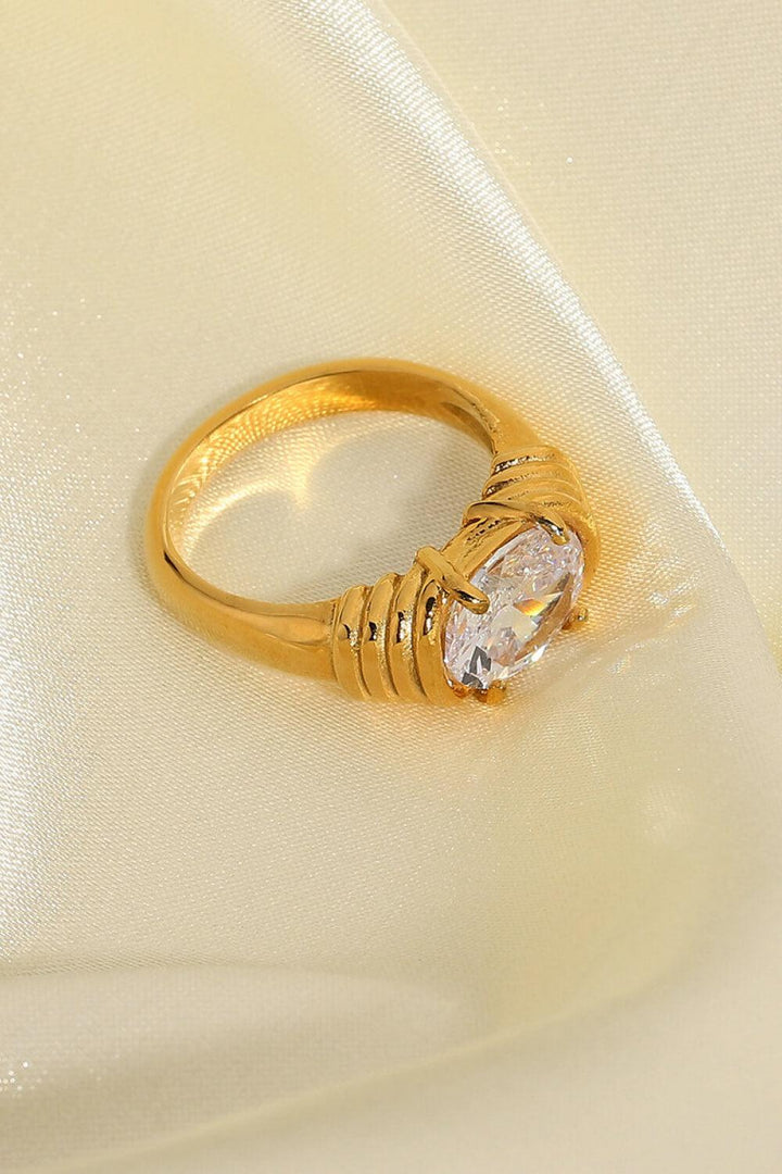 18K Gold Plated Zircon Ring - Trendha