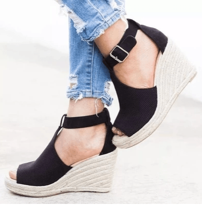 Straw wedge sandals - Trendha