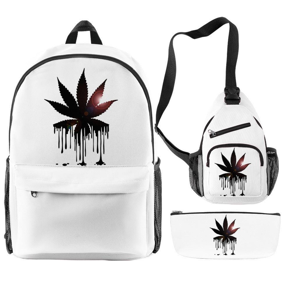New Hemp Leaf Surrounding 3d Digital Backpack Pen Bag Shoulder - Trendha
