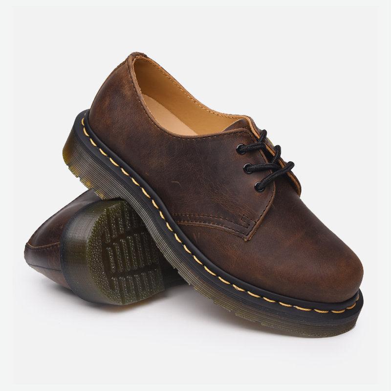 Men's And Women's Martin Shoes Coffee Crazy Horse Low-top Couple Shoes - Trendha