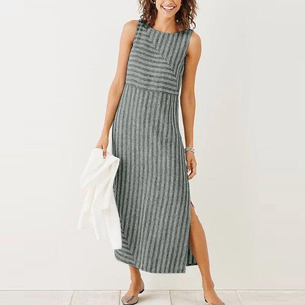 Geometric stitching sleeveless long dress - Trendha