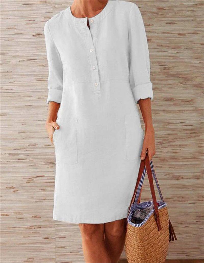 Flowy Cotton Linen Dress - Perfect for Comfortable Summer Wear - Trendha