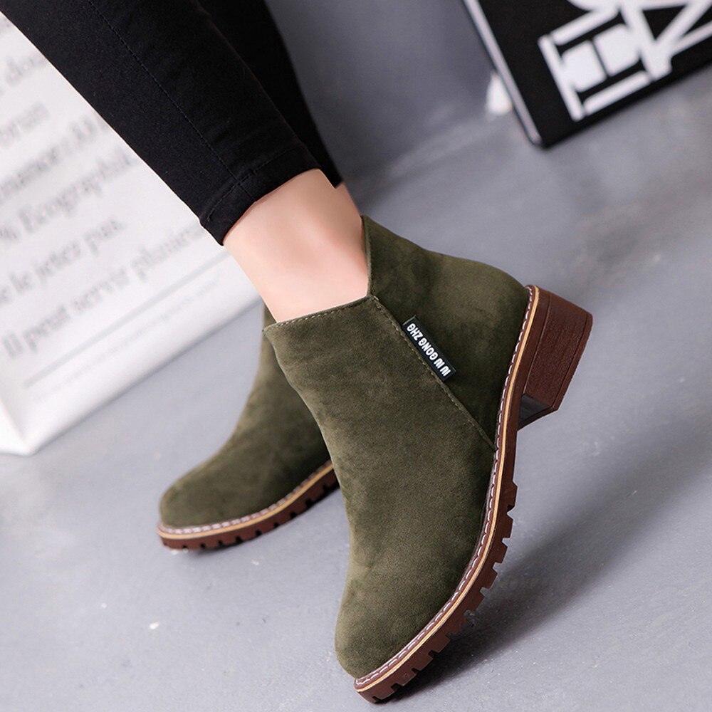Frosted Martin Boots Low Heel Booties - Trendha