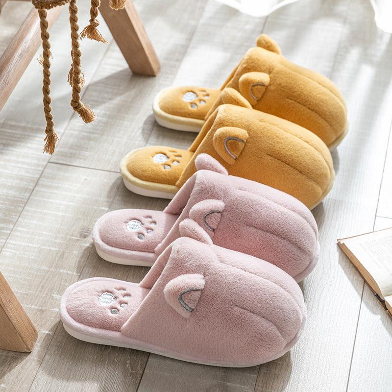 New women's shoes cute cat's claw home couple warm cotton slippers - Trendha