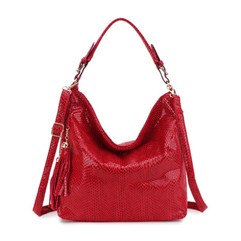 Snake Pattern Ladies Fringed Crescent Bag Shoulder Messenger Bag - Trendha