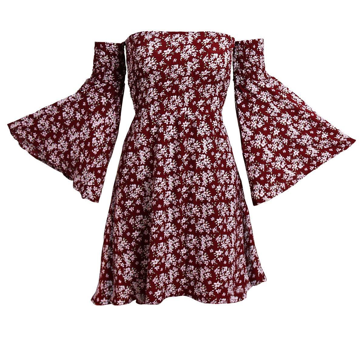 Print Skirt One Line Shoulder Wrapped Chest Print Dress - Trendha