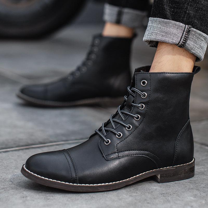 Men's shoes plus cashmere cotton shoes leather boots ankle boots