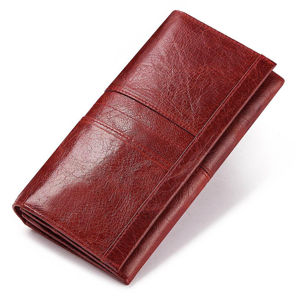 Women's leather long multi-card large capacity clutch - Trendha