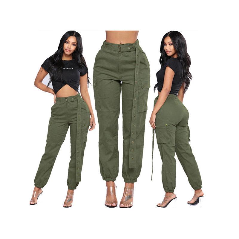Women’s Cotton-Blend Cargo Harem Pants