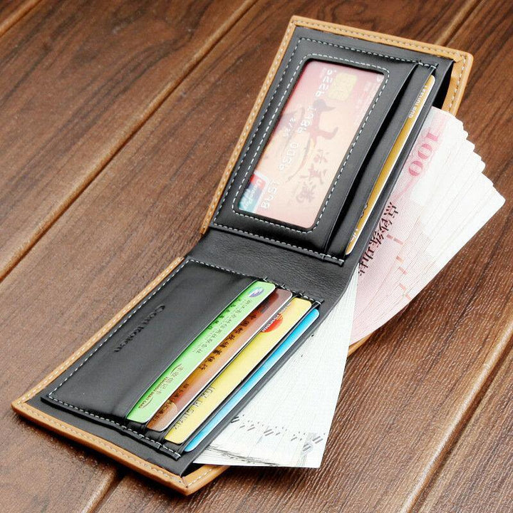 Men Faux Leather Business Casual Bifold Multi-slot Card Holder Wallet - Trendha