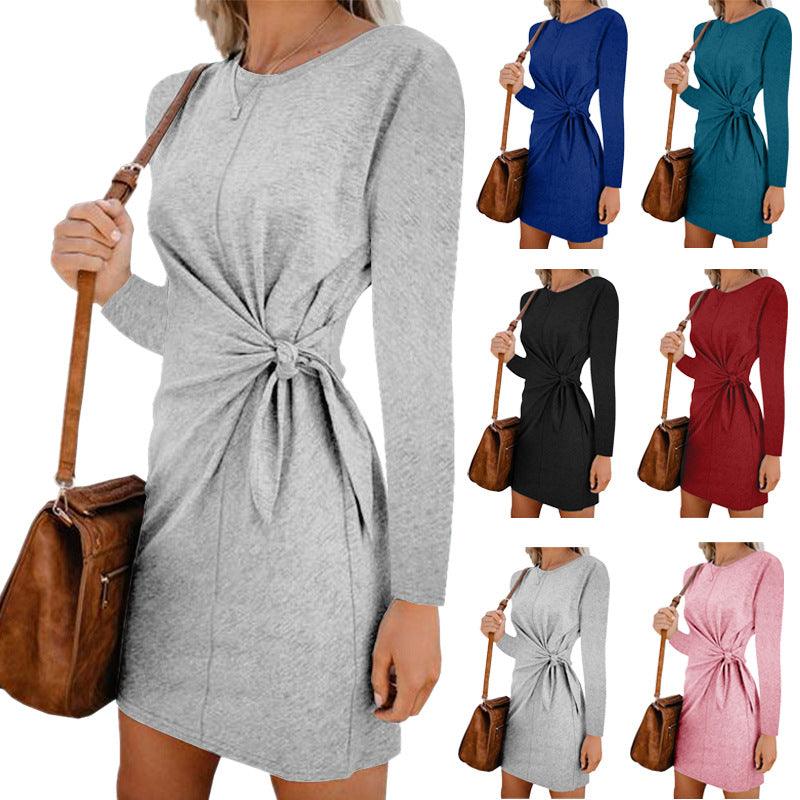 Autumn and winter dress with sleeves - Trendha