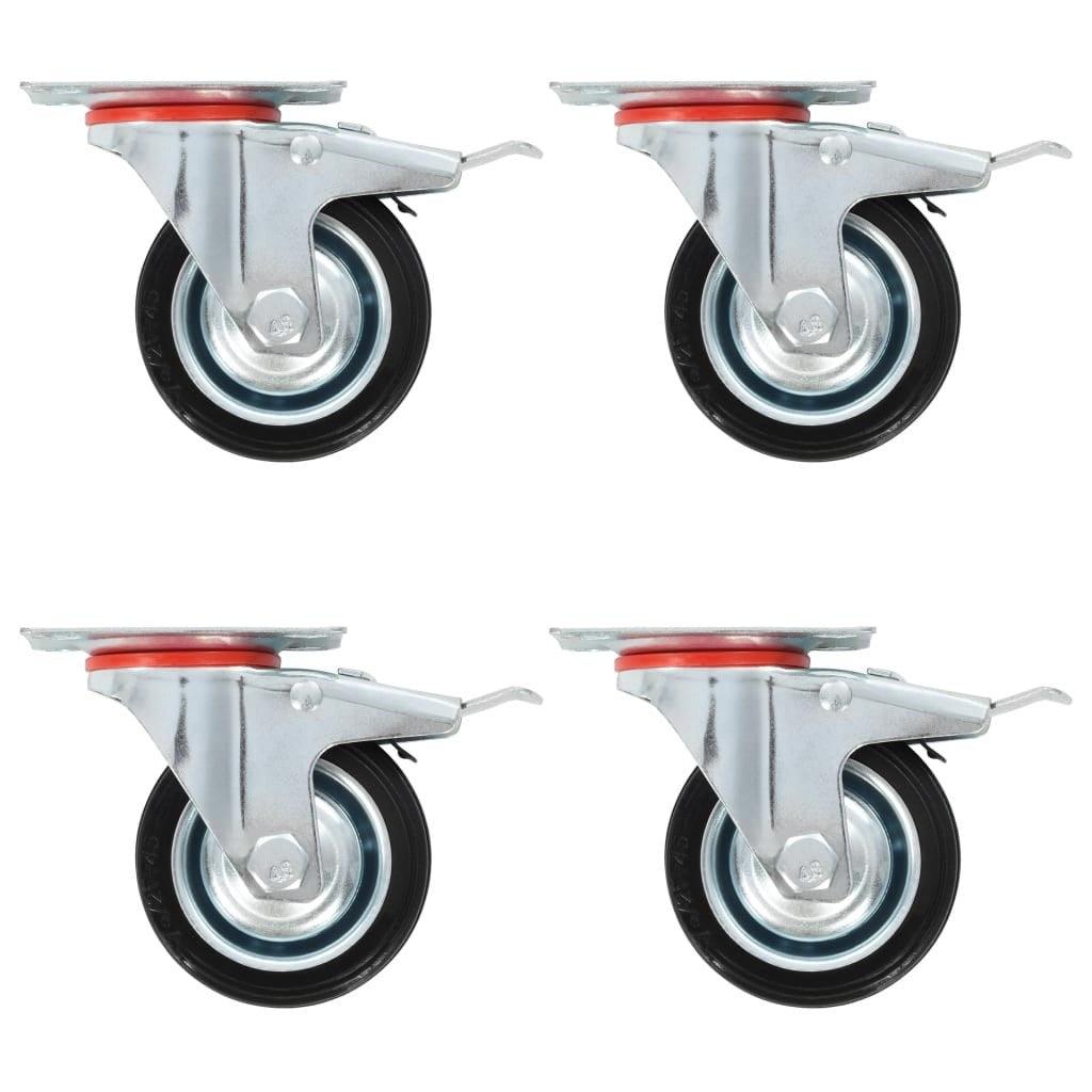 Swivel castors with double brake 4 pcs 75 mm - Trendha