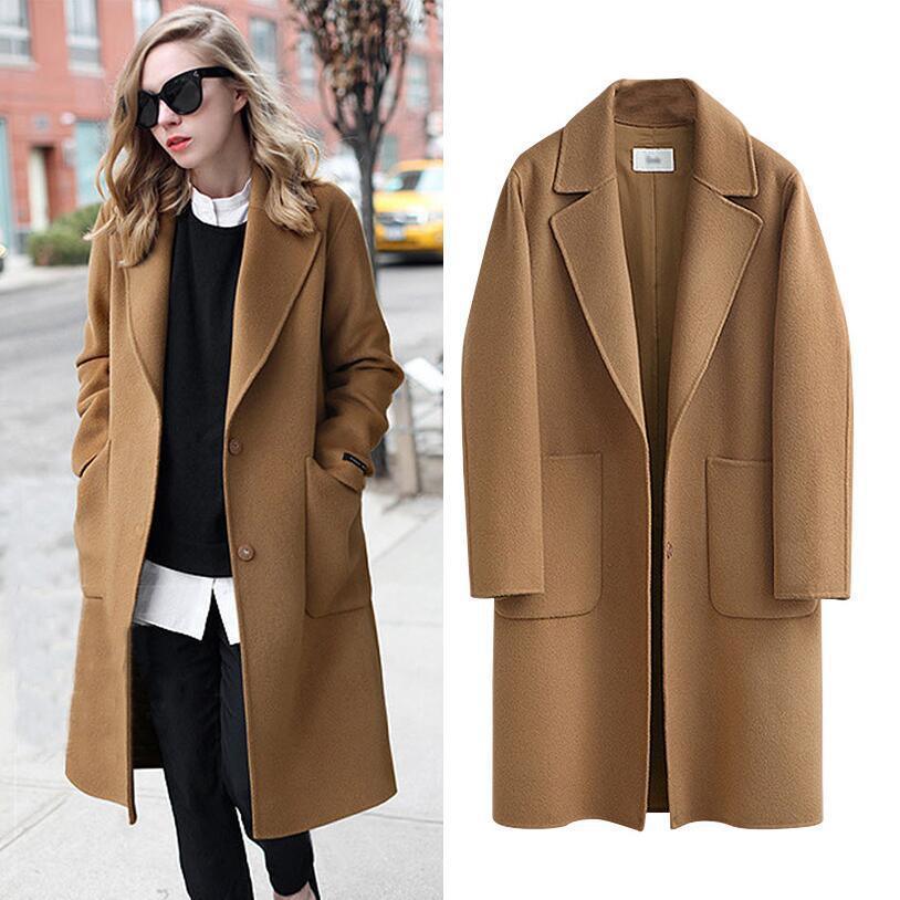 Women's Woolen Overcoat With Heavy Wool Coat - Trendha