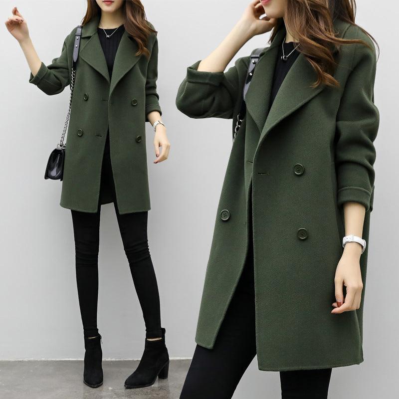 Double-breasted woolen coat - Trendha