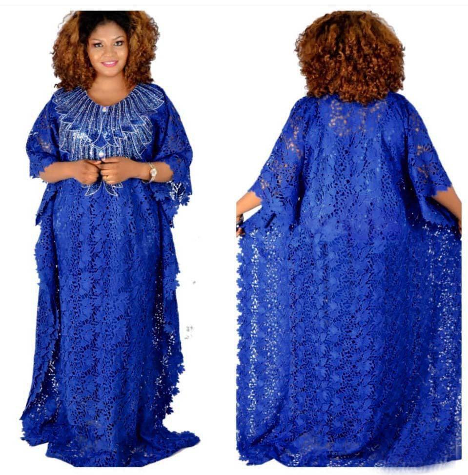Ladies Lace Loose Long Skirt Sequin Embroidered Collar Dress - Trendha