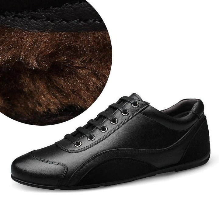 Cowhide Soft Sole Lightweight Business Casual Warm Leather Shoes - Trendha