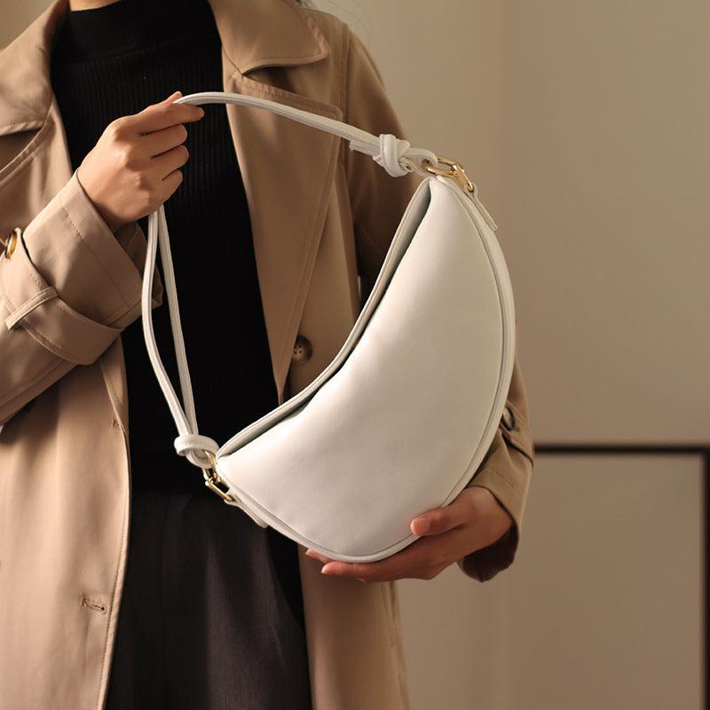 Simple Casual One-Shoulder Crescent Knotted Handbag - Trendha