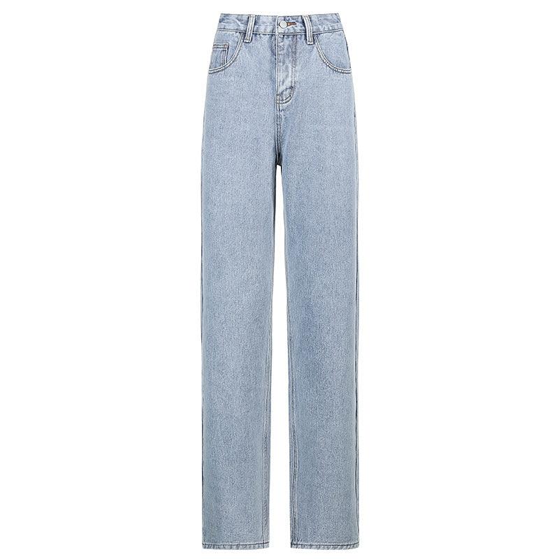 Women's Trousers Back Big Butterfly Print Drape Straight-leg Jeans Women Casual Trousers - Trendha
