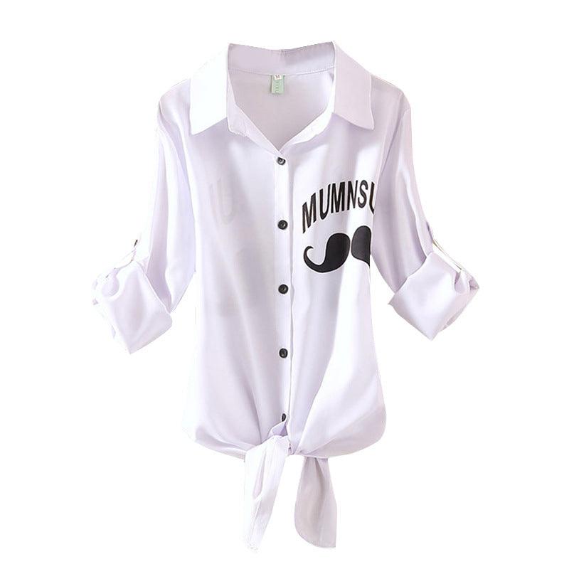 Korean Casual Printed Tie-Up Shirt - Trendha