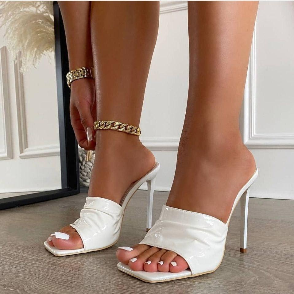 Women's Wrinkle-Detail Block-Heel Sandals