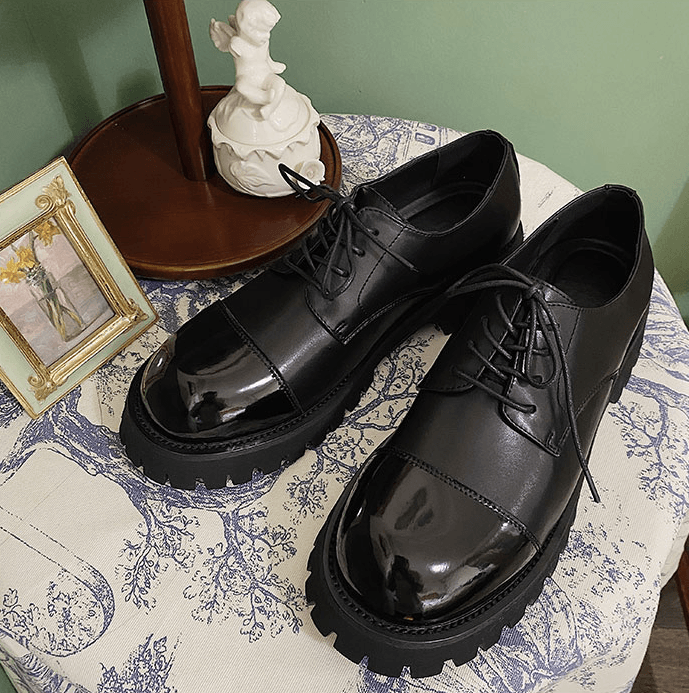 Round-Toe Leather Shoes Men'S Trend Wild Youth Business Dress Shoes Increase The Trend Of British Leather Men'S Shoes - Trendha