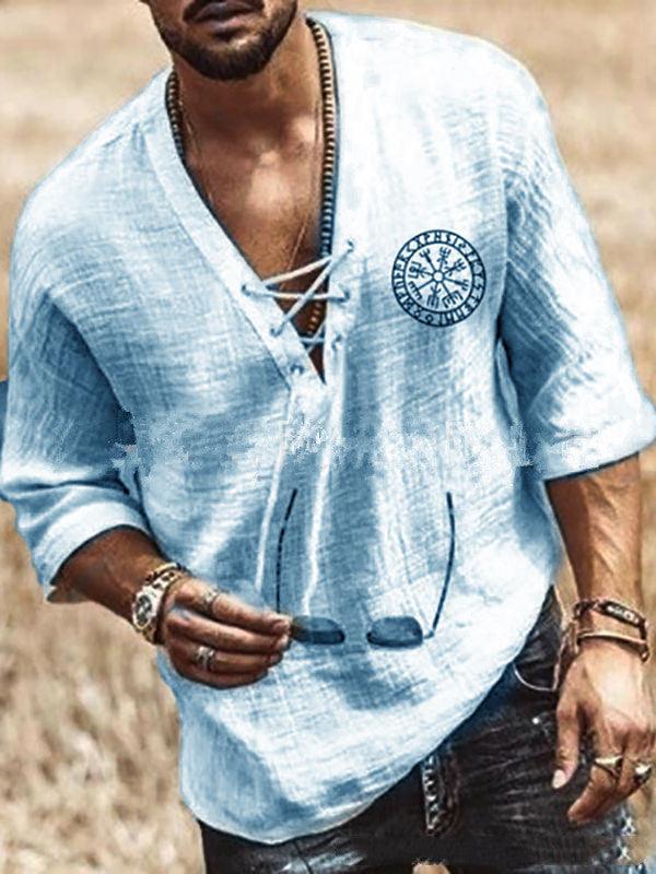 Printed Men's Chest Tie Mid Sleeve T Shirt Shirt - Trendha