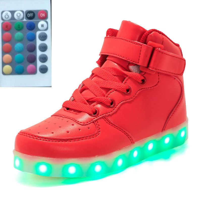 High-top LED Luminous Shoes Remote Control Light Shoes Square Ghost Dance Light Shoes Luminous Running Shoes Men And Women Shoes - Trendha