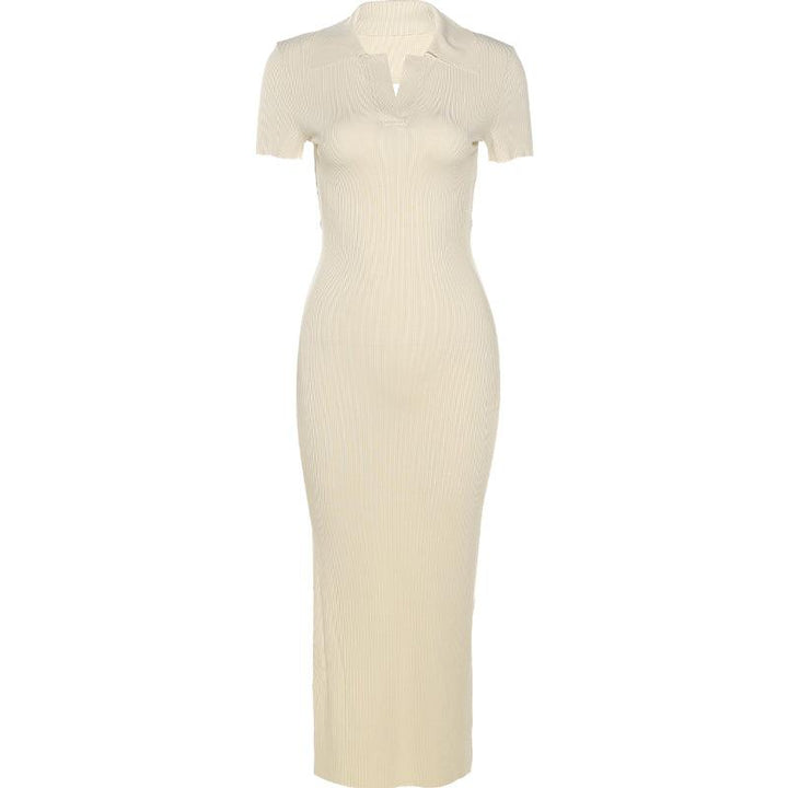 Summer Pit-Striped Dress with Large Lace Slit Skirt, Perfect for Showing Off Your Back and Slimming Your Figure - Trendha