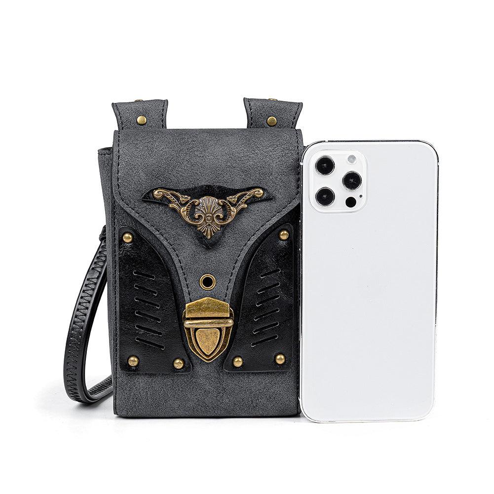 Female Punk Motorcycle One-shoulder Diagonal Bag MINI Mini Contrast Color - Trendha
