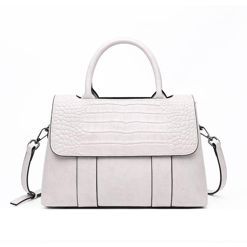 Two-Layer Cowhide Top-Handle Handbag