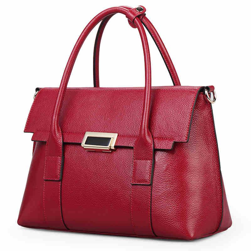 Structured Cowhide Handbag with Long Strap