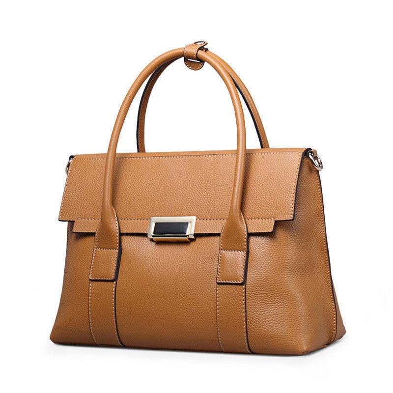 2021 European And American New Leather Handbags, Big Bags, Ladies All-match Handbags, First Layer Cowhide Single Shoulder Messenger Bag - Trendha