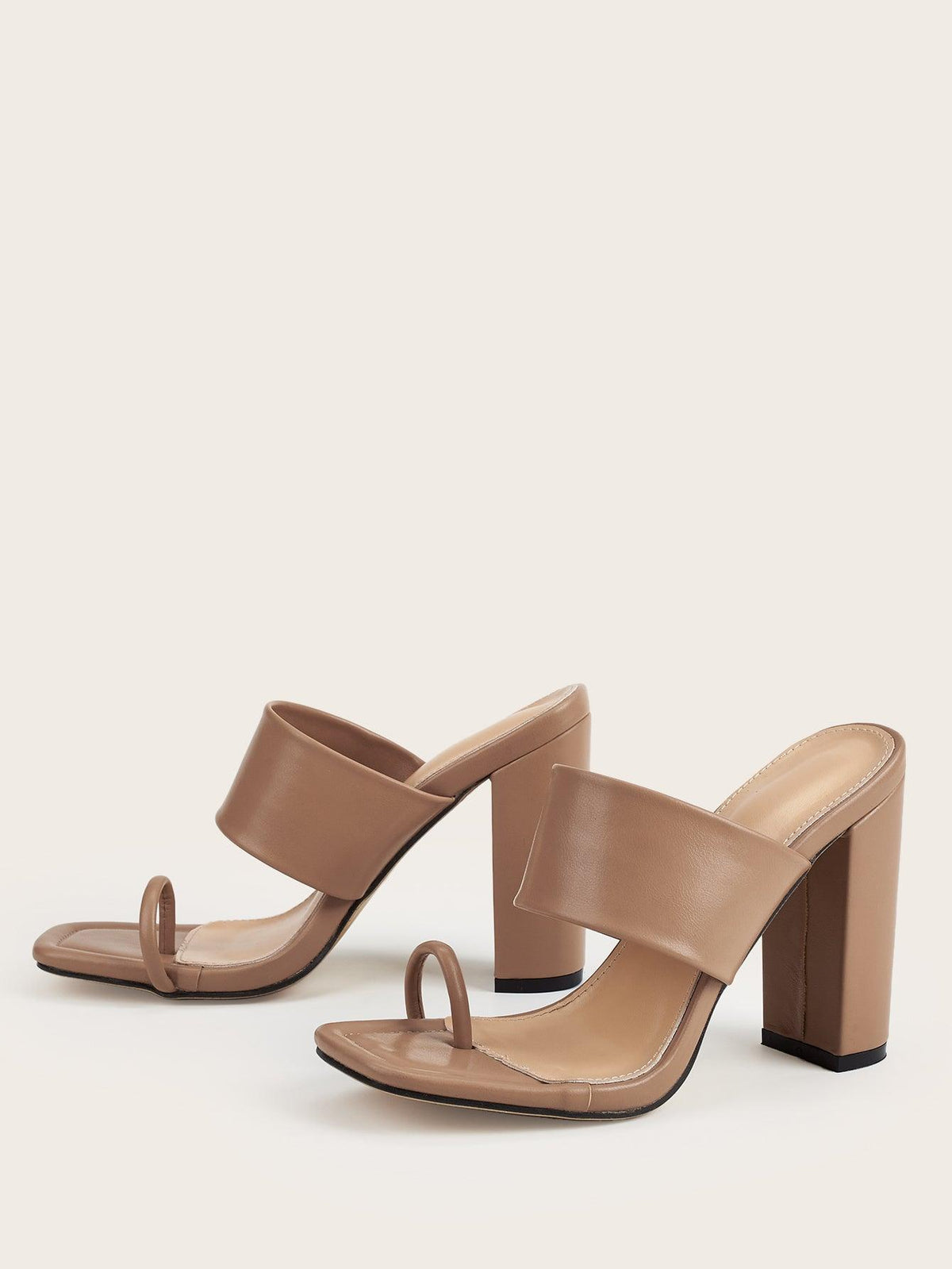 Simple Thick Heel High Heel Large Size Slip-on Sandals And Slippers Women - Trendha
