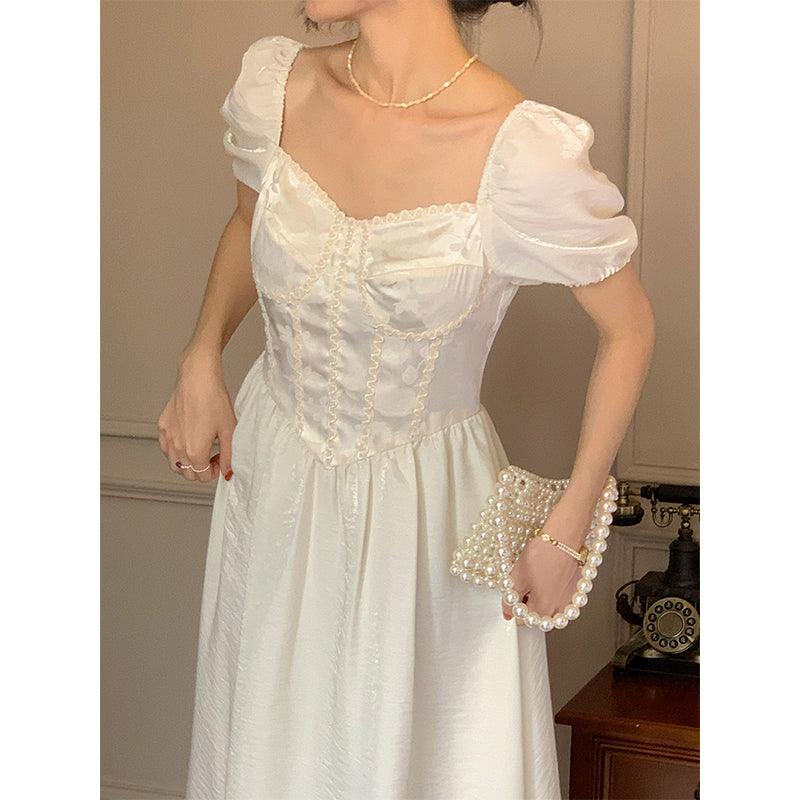French Square Collar Retro Jacquard Temperament Fairy Dress - Trendha