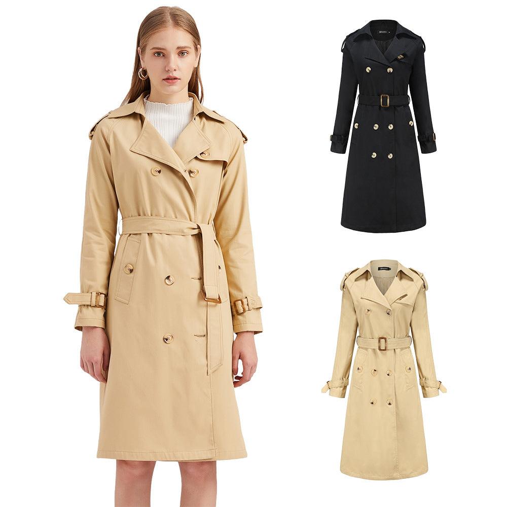 Women's Windbreaker Long Waist Cotton Jacket Long Sleeve Lapel - Trendha