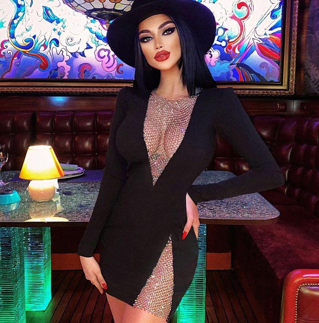 Sexy Net Diamond Ladies Party Long-sleeved Bandage Slim Dress - Trendha