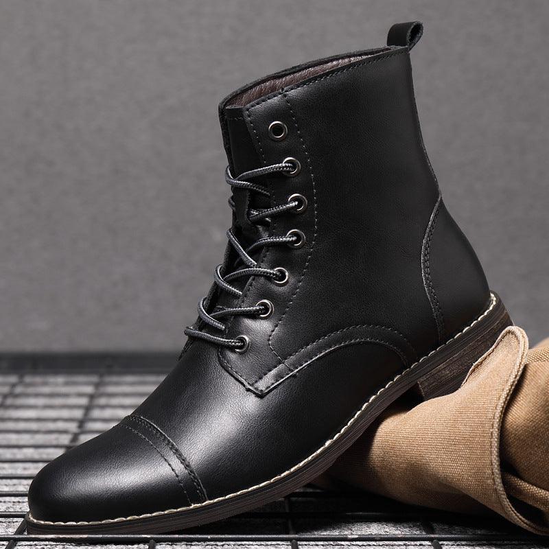 Men's Martin Boots Men's Shoes Pointed Toe Retro Leather Boots - Trendha