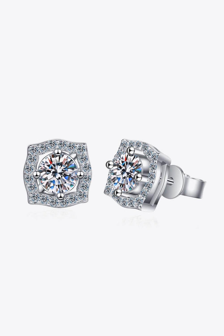 1 Carat Moissanite Geometric Stud Earrings - Trendha