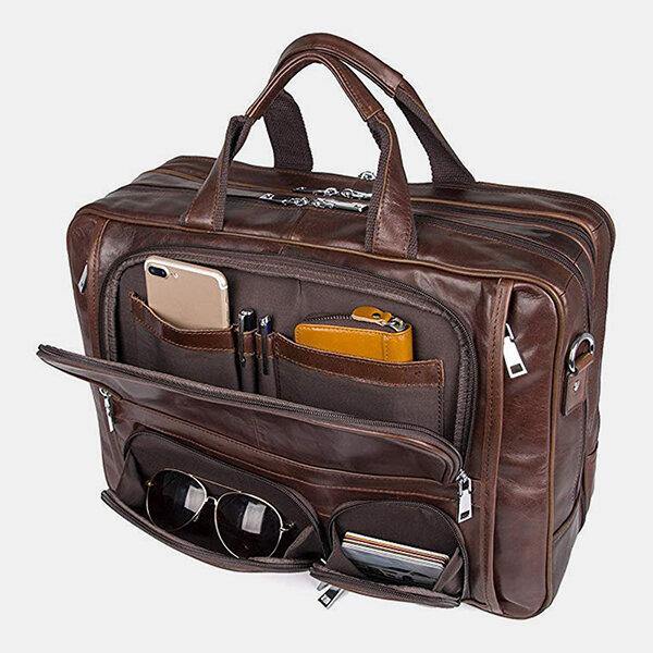 Men Multifunction Multi-pocket Waterproof 15.6 Inch Laptop Bag Briefcase Business Handbag Crossbody Bag - Trendha