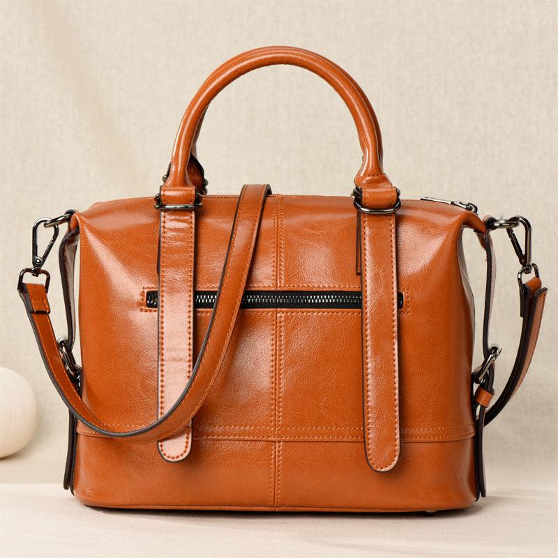 Vintage oil wax leather shoulder messenger bag - Trendha