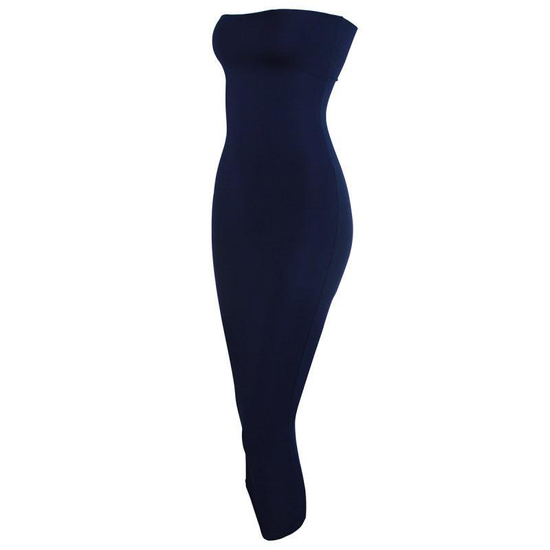 Fashion Over The Knee Tube Top Solid Color Dress - Trendha