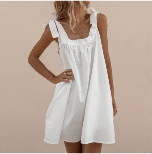 Comfortable A-line dress with suspenders - Trendha