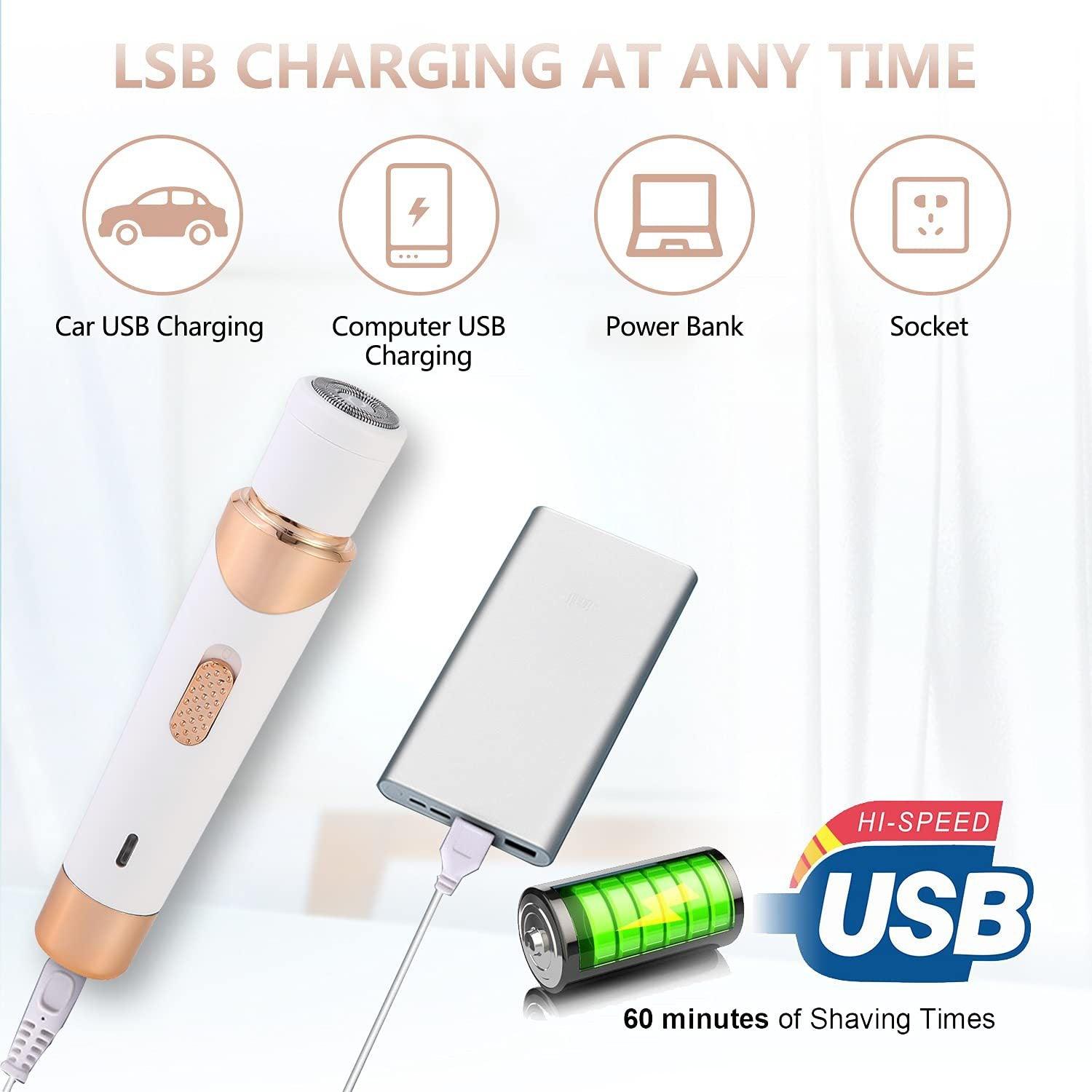 Four-in-one Women's USB Rechargeable Electric Shaver And Eyebrow Trimmer - Trendha