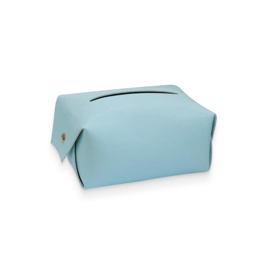 Blue Polyurethane Leather Tissue Box Cover - Trendha