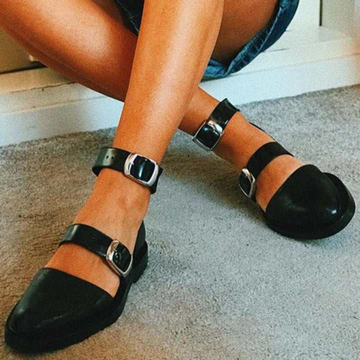 Women Colorblock Slip Resistant Buckle Stylish Flats - Trendha