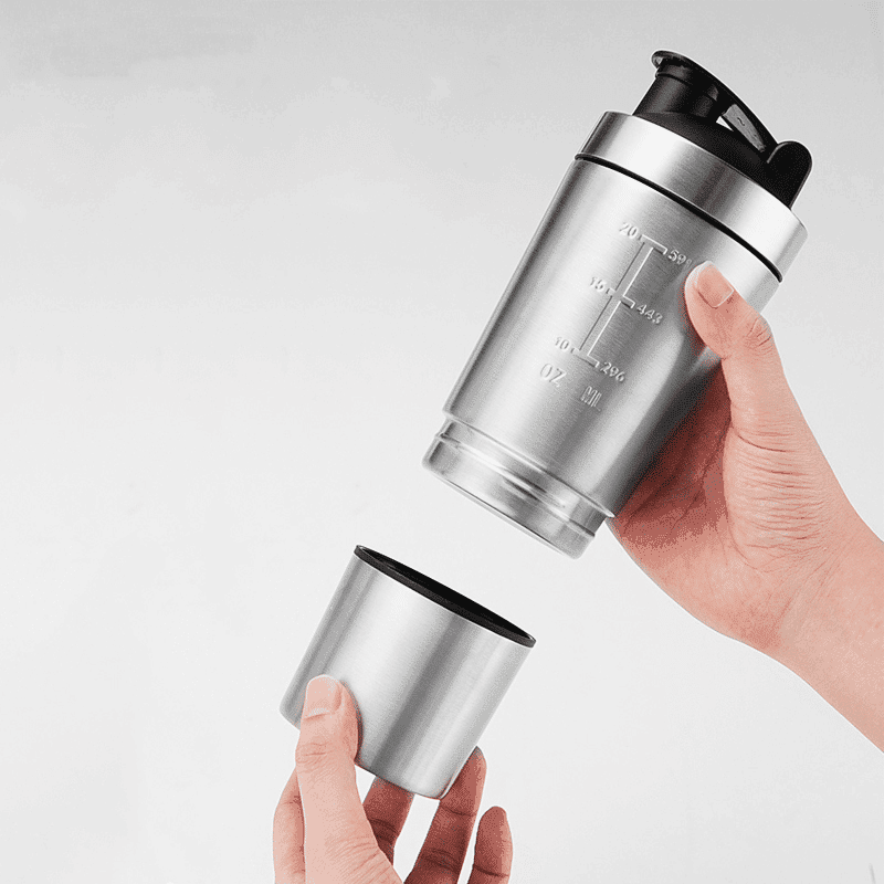 2-Compartment Stainless Steel Shaker Bottle