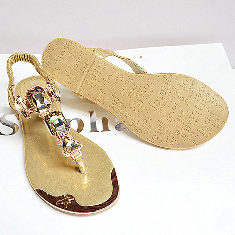 Sandals Women 2021 New Summer Sandals Women Shoes Casual Elastic Band Crytal Flat Sandals Light Wearproof Nonslip Women Sandals - Trendha