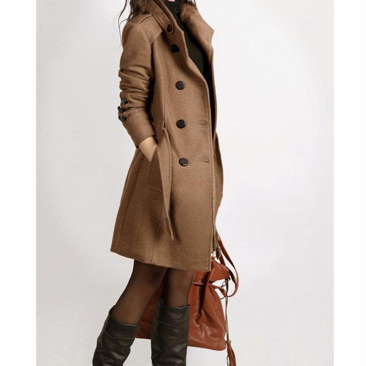 Woolen Coat Women Mid-Length Korean Style Woolen Coat - Trendha