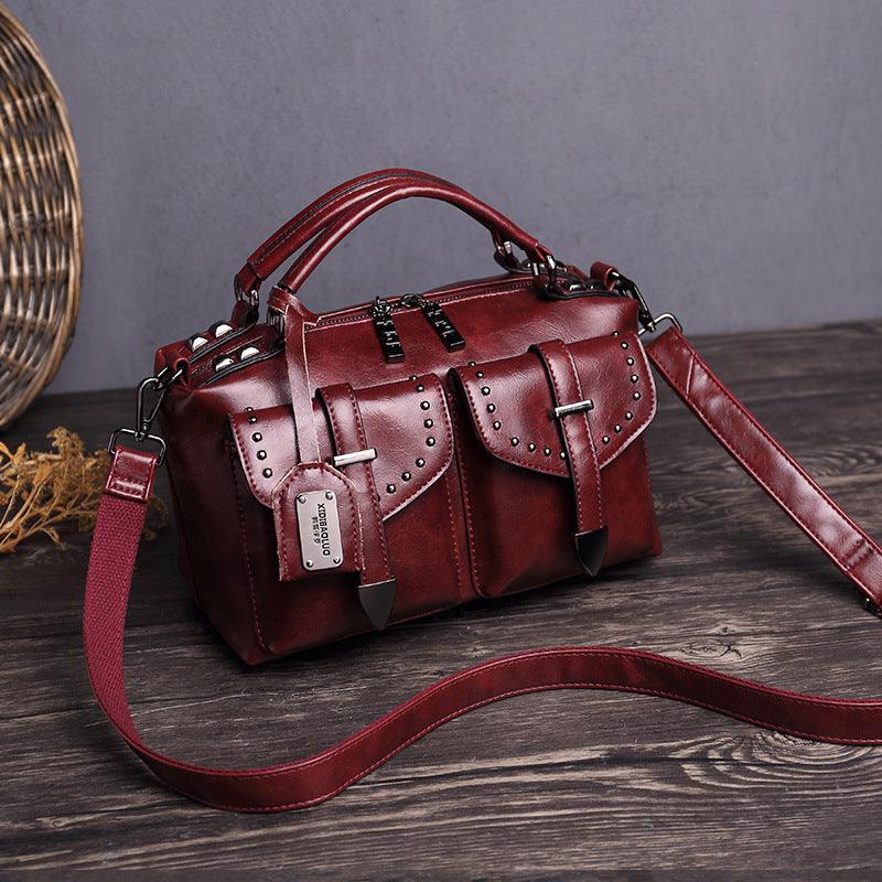 Retro Oil-Wax Synthetic Leather Handbag