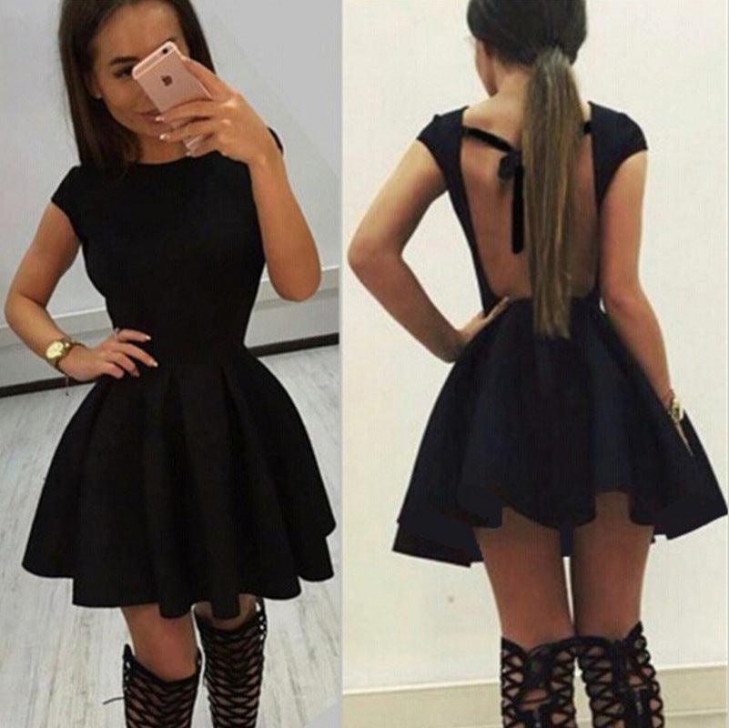 Sexy Backless Ribbon Decoration Dress - Trendha